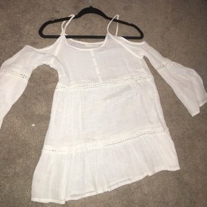 White cold shoulder top